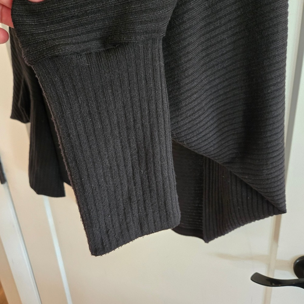Emery Rose Sweater Womens XXL Black Ribbed Open Front Cardigan Shawl Collar - Picture 5 of 8